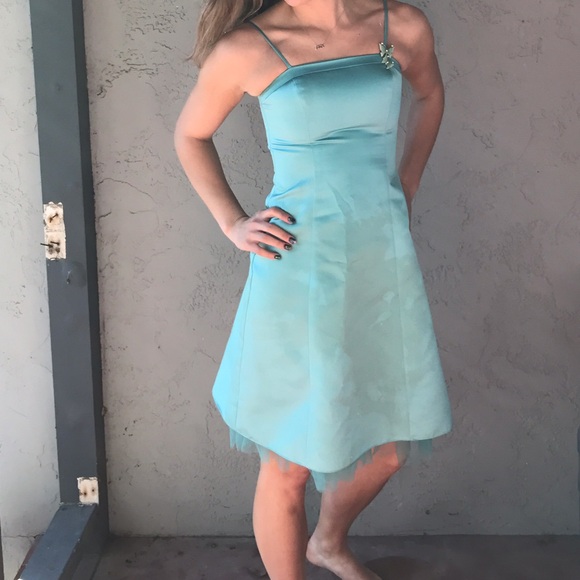 David's Bridal Teal/Aqua Bridesmaid dress - Picture 2 of 2